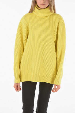 Maxi Turtleneck Ribbed Wool Pullover