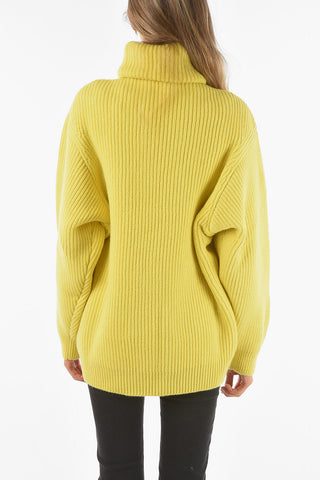 Maxi Turtleneck Ribbed Wool Pullover