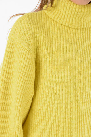 Maxi Turtleneck Ribbed Wool Pullover