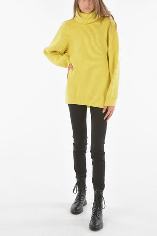 Maxi Turtleneck Ribbed Wool Pullover
