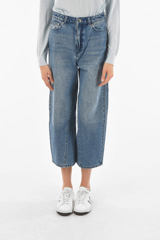 Jeans 5 Tasche Cropped Fit con Cuciture Trasversali
