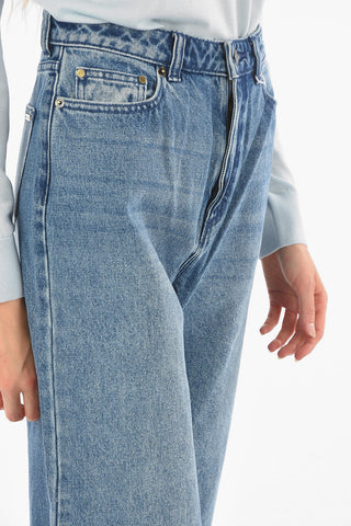 Jeans 5 Tasche Cropped Fit con Cuciture Trasversali
