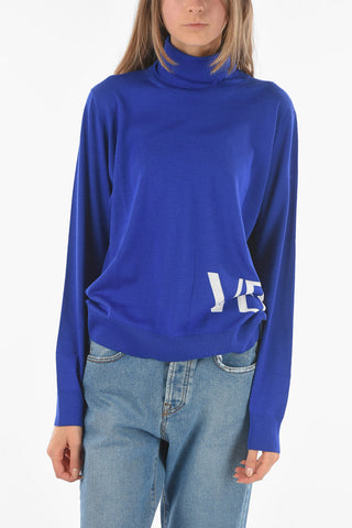 Maglia a Collo Alto in Lana con Logo