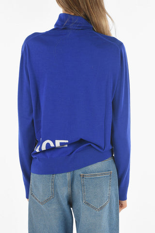 Maglia a Collo Alto in Lana con Logo