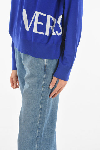Maglia a Collo Alto in Lana con Logo