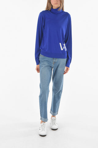 Maglia a Collo Alto in Lana con Logo