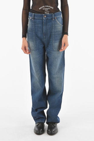 Jeans in Cotone con Tasche Cargo e Passanti