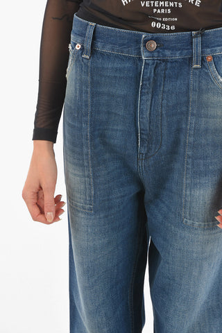 Jeans in Cotone con Tasche Cargo e Passanti