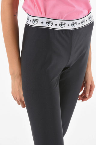 Logoed Waistband SHINY Lycra Leggings