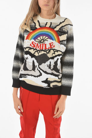Embroidered SMILE Wool and Cotton Pullover