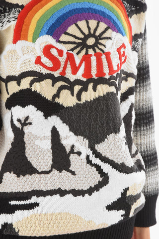 Embroidered SMILE Wool and Cotton Pullover