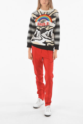 Embroidered SMILE Wool and Cotton Pullover