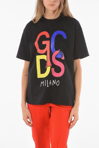 Crew Neck GCDS MILANO Front Printed T-Shirt