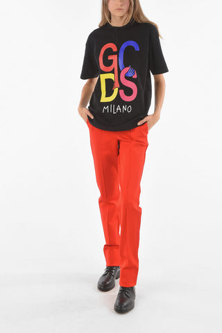 Crew Neck GCDS MILANO Front Printed T-Shirt