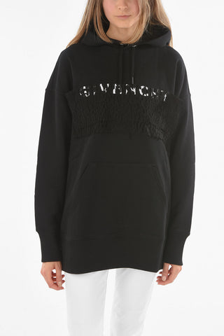 Lace Patch Brushed Hoodie