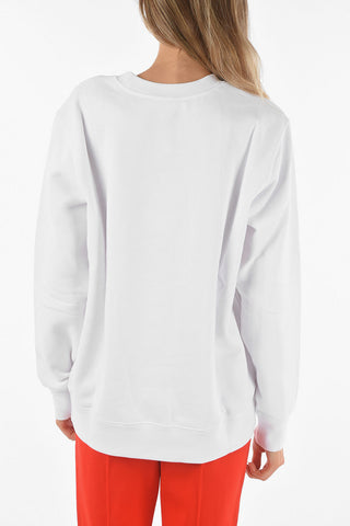 Crew Neck Terry Logo Patch Fleece Cotton Sweashirt