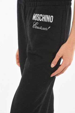 COUTURE! Joggers in Cotone Garzato con Tasche a Zip