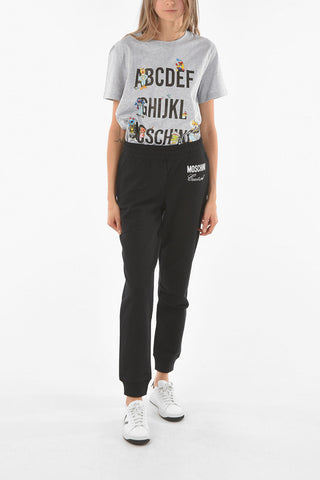 COUTURE! Joggers in Cotone Garzato con Tasche a Zip