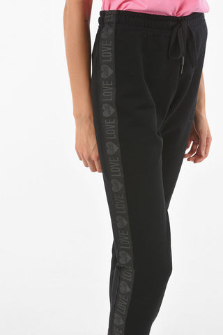 LOVE Joggers in Cotone Garzato con Bande Laterali Logate