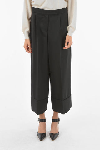 Cuffed Palazzo Pants With Pinces