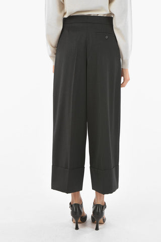 Cuffed Palazzo Pants With Pinces