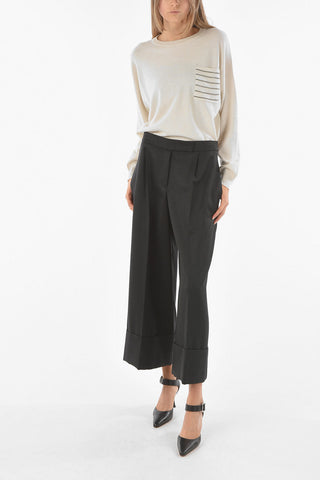 Cuffed Palazzo Pants With Pinces