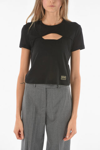 COUTURE Short-sleeved Cut Out Detail Crop Top
