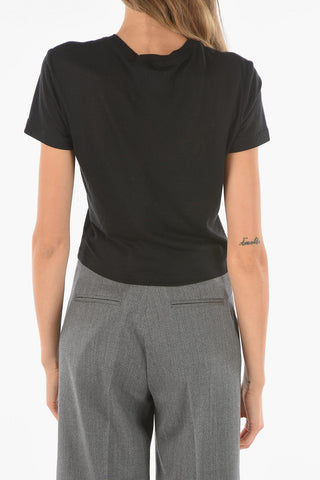 COUTURE Short-sleeved Cut Out Detail Crop Top