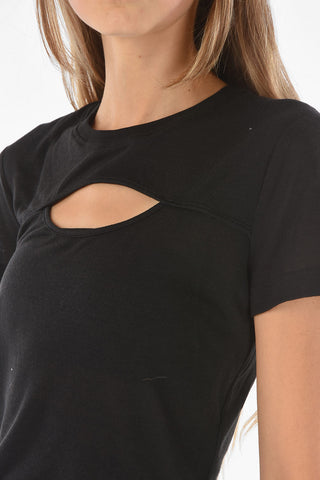 COUTURE Short-sleeved Cut Out Detail Crop Top