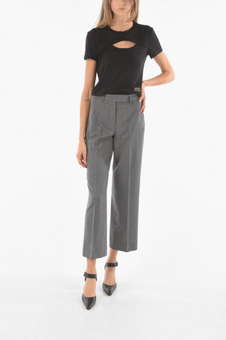 COUTURE Short-sleeved Cut Out Detail Crop Top
