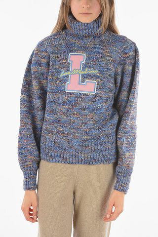 LOVE Pullover a Collo Alto con Logo Ricamato