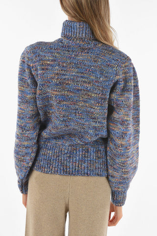 LOVE Pullover a Collo Alto con Logo Ricamato