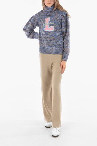 LOVE Pullover a Collo Alto con Logo Ricamato