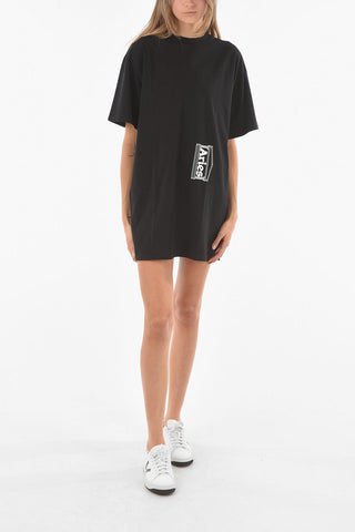 Logoed Oversized PREMIUM SIDE HOLE Cotton Minidress