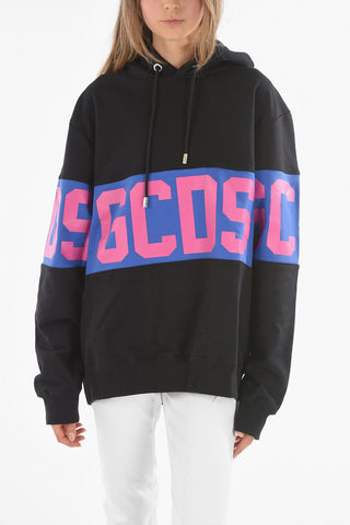 Felpa in Cotone Garzato con Cappuccio e Logo Stampato
