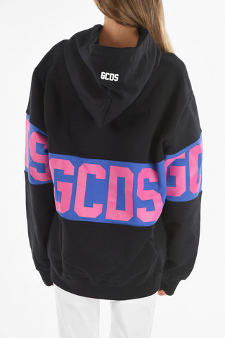 Felpa in Cotone Garzato con Cappuccio e Logo Stampato