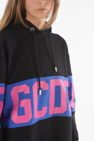 Felpa in Cotone Garzato con Cappuccio e Logo Stampato