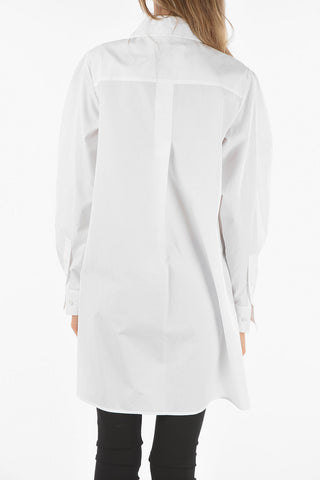 Camicia PATCHWORK in Poplin di Cotone con Maniche a Palloncino