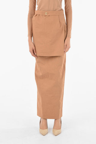 LA MONTAGNE Back Zipped LA JUPE Flax Pencil Skirt