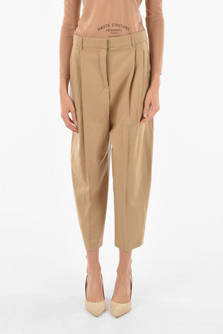 Pantaloni Cropped Fit in Lana a 2 Pinces
