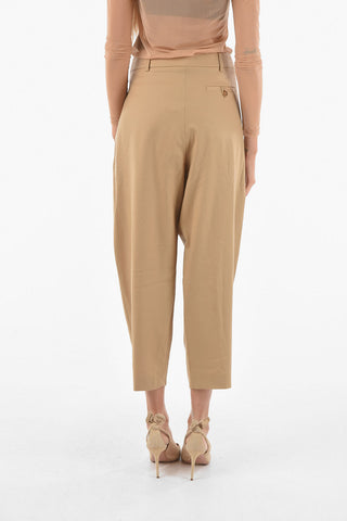 Pantaloni Cropped Fit in Lana a 2 Pinces
