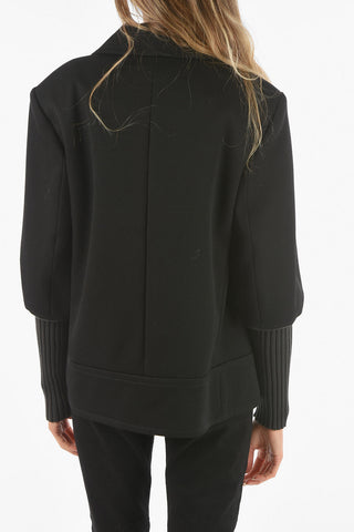 Virgin Wool Padded Double-breasted Short Coat with Double-layered Sleeves