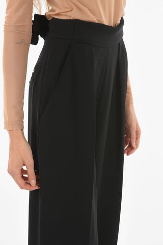 Single-pleated Belted Palazzo Pants