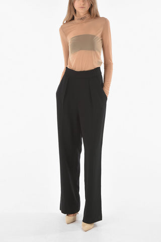 Single-pleated Belted Palazzo Pants