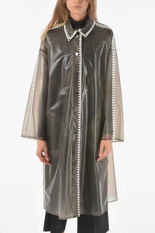 Raincoat with Contrasting Embroidered Trimmings