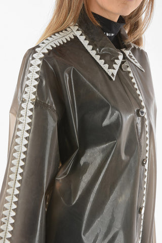 Raincoat with Contrasting Embroidered Trimmings