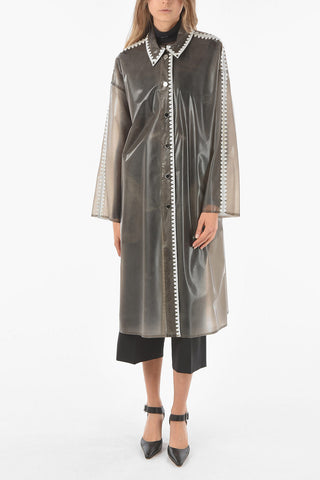 Raincoat with Contrasting Embroidered Trimmings