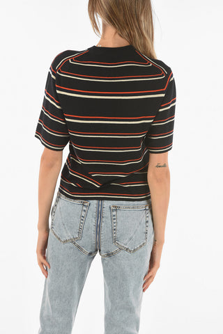 Crew Neck Short-sleeved Balanced Stripe Sweater