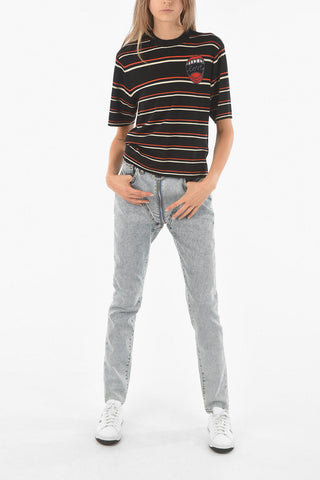 Crew Neck Short-sleeved Balanced Stripe Sweater