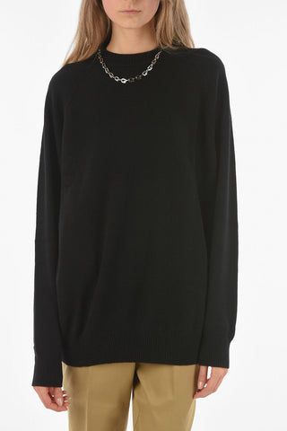 Crew Neck Decorative Chain Cashmere Sweater